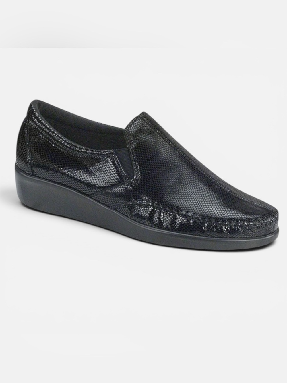 SAS Dream Black Snake Slip On Loafer